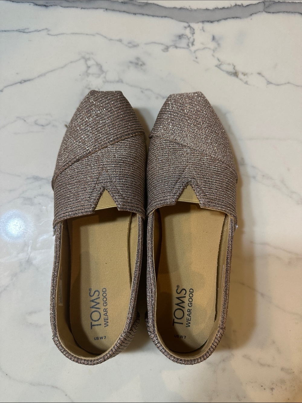 Toms Metallic Blush Slip-On Flats